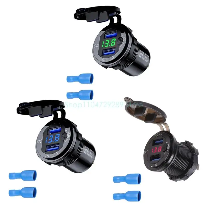 

Водонепроницаемое 12-24 В двойное USB QC3.0 Зарядное устройство для телефона с вольтметром для автодома