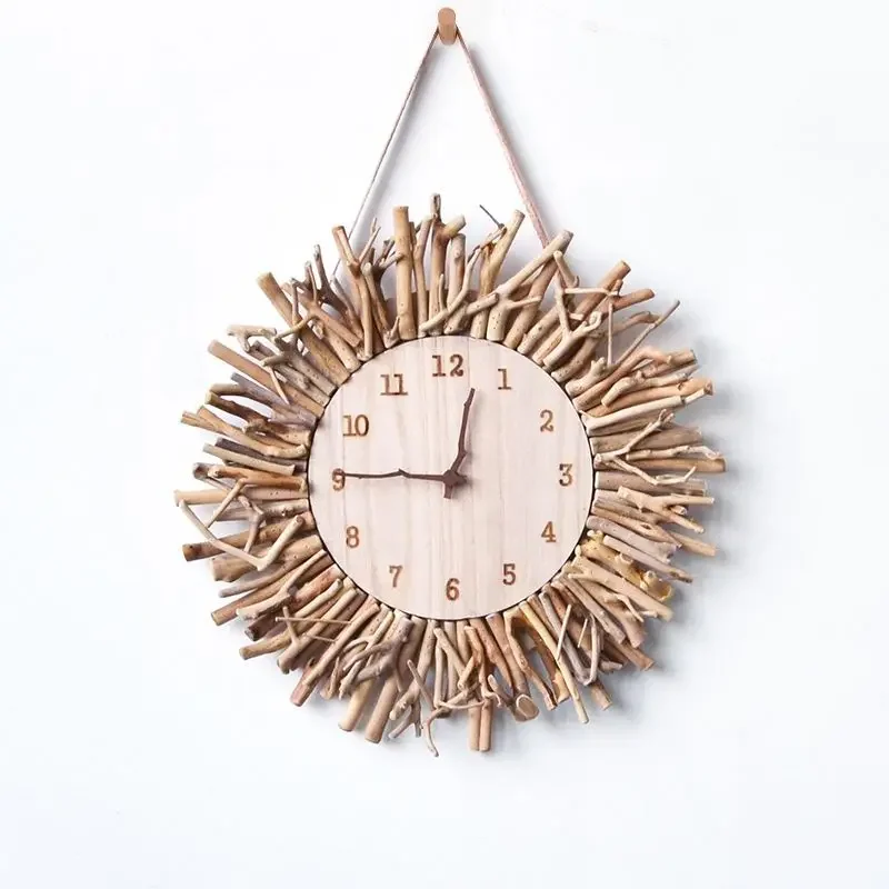 

Nordic light luxury living room wall clock solid wood creative simple clock