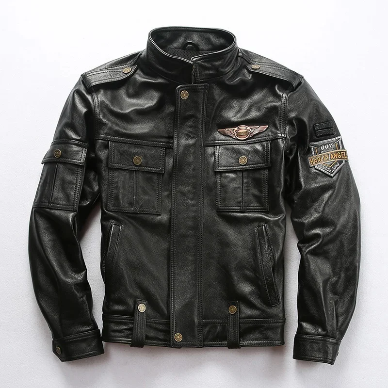 

2024Genuine Leather Jacket Male Spring Autumn 007th Anniversary War Police High Quality Cowhide Brand Coats