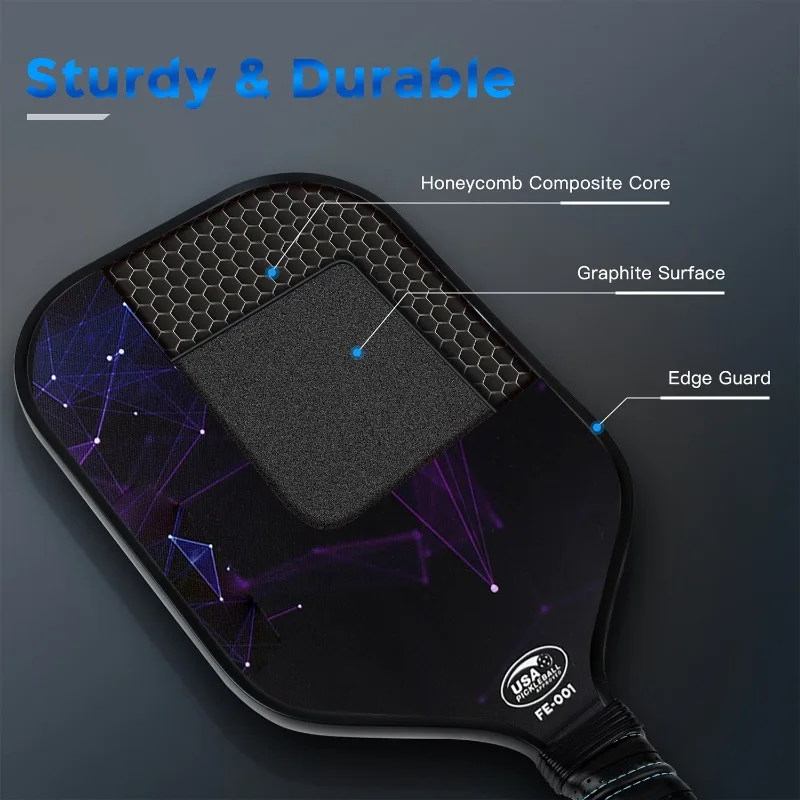 Pickleball المجاذيف مجموعة المضارب المحمولة غطاء المضرب حقيبة حمل 2 الكرة المنتقى USAPA المعتمدة العسل الأساسية 4 كرات 2 شريط لحام #5