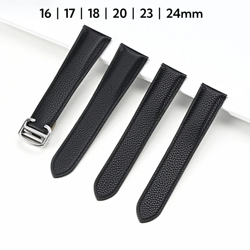 16/17/18/20/23/24mm Quick Release Soft Grain Leather Watch Strap Replacement Band for Cartier Tank Solo London Series Men Women