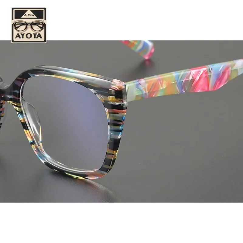 Fashion Large Frame Acetate Glasses Frame Women Designer Brand Retro Color Patchwork Myopic Reading Prescription Glasses for Men