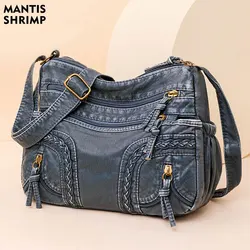 Women Bag Soft PU Leather Shoulder Bags Multi-Layer Vintage Crossbody Bag Luxury Messenger Bag Designer Female Handbag and Purse