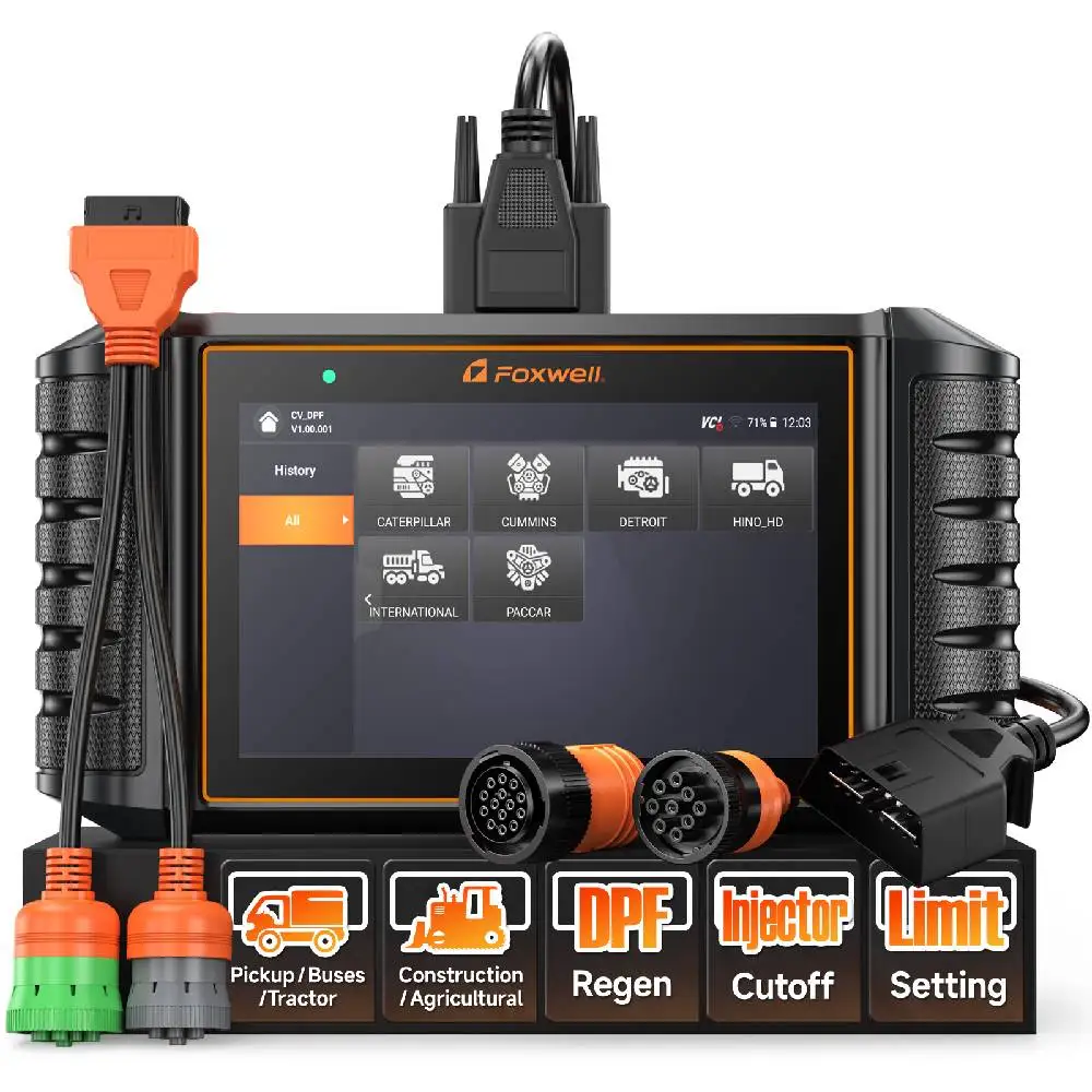

Heavy Duty Truck Scanner with DPF Regen/Injector Cutoff/Limit Setting Full System Diesel Diagnostic Scan Tool FOXWELL HD500