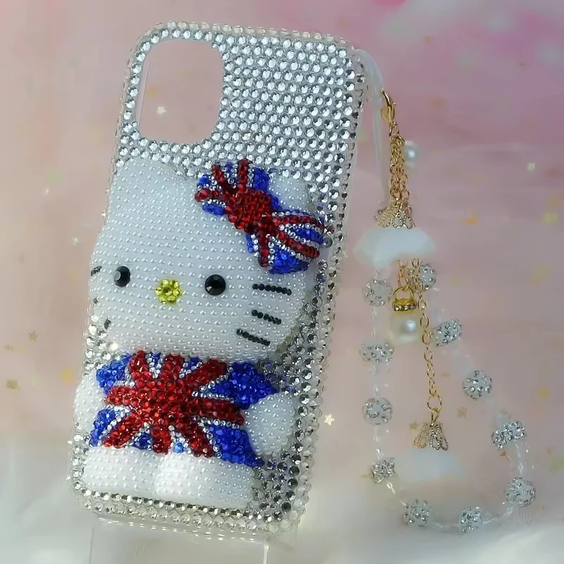

Sanrio Anime Peripheral Hello Kitty Kawaii New 2025 Iphone Phone Case for Iphone11-16Pro Max Rhinestones Girls Festival Gift