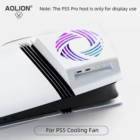 Aolion For PS5 Pro/Slim Console RGB Temperature Sensing Side-mounted Cooling Fan For Playstation 5 PRO Game Console Accessories