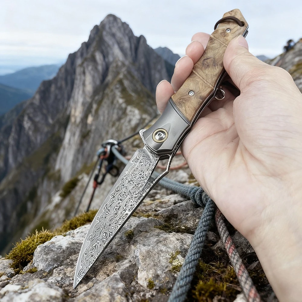 

EDC Survival Knife Damascus Outdoor Camping Fishing BBQ Folding Blade Knife Portable Adventure Knife Daily Cutter Hunting Knife