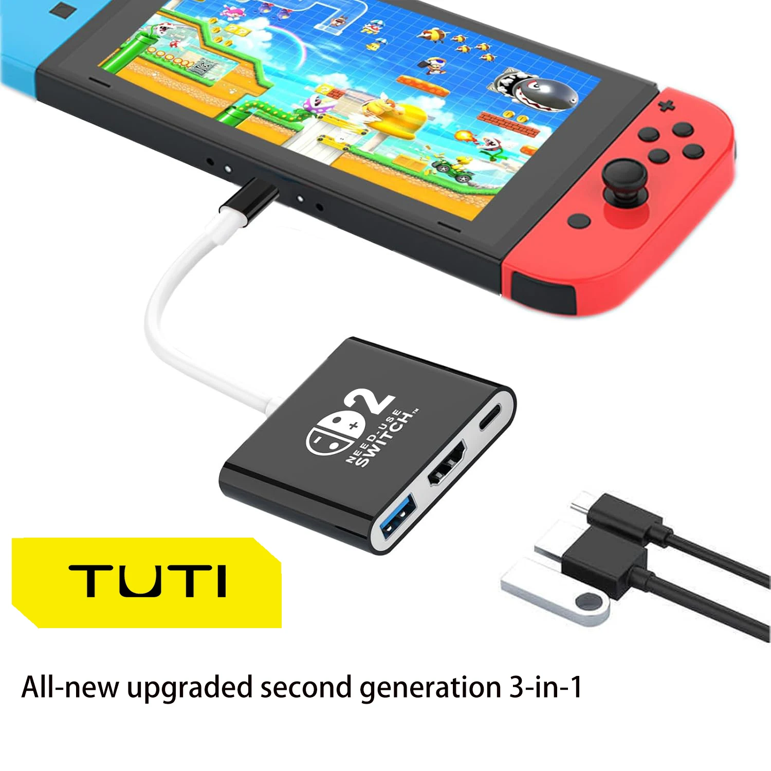 Switch 2 Dock,TV Docking Station for Switch OLED/Steam Deck,HDMI 2.0 4K@60HZ Portable with PD 100W Charging,USB 3.0 Port（3 in1）