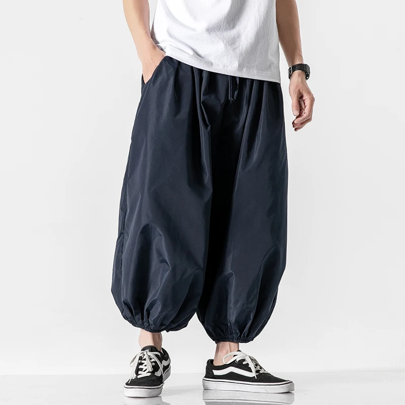 Pantalon Sarouel Décontracté pour Homme, Streetwear à la Mode, Couleur Unie, Style Harajuku, FJ5XL, Printemps Été