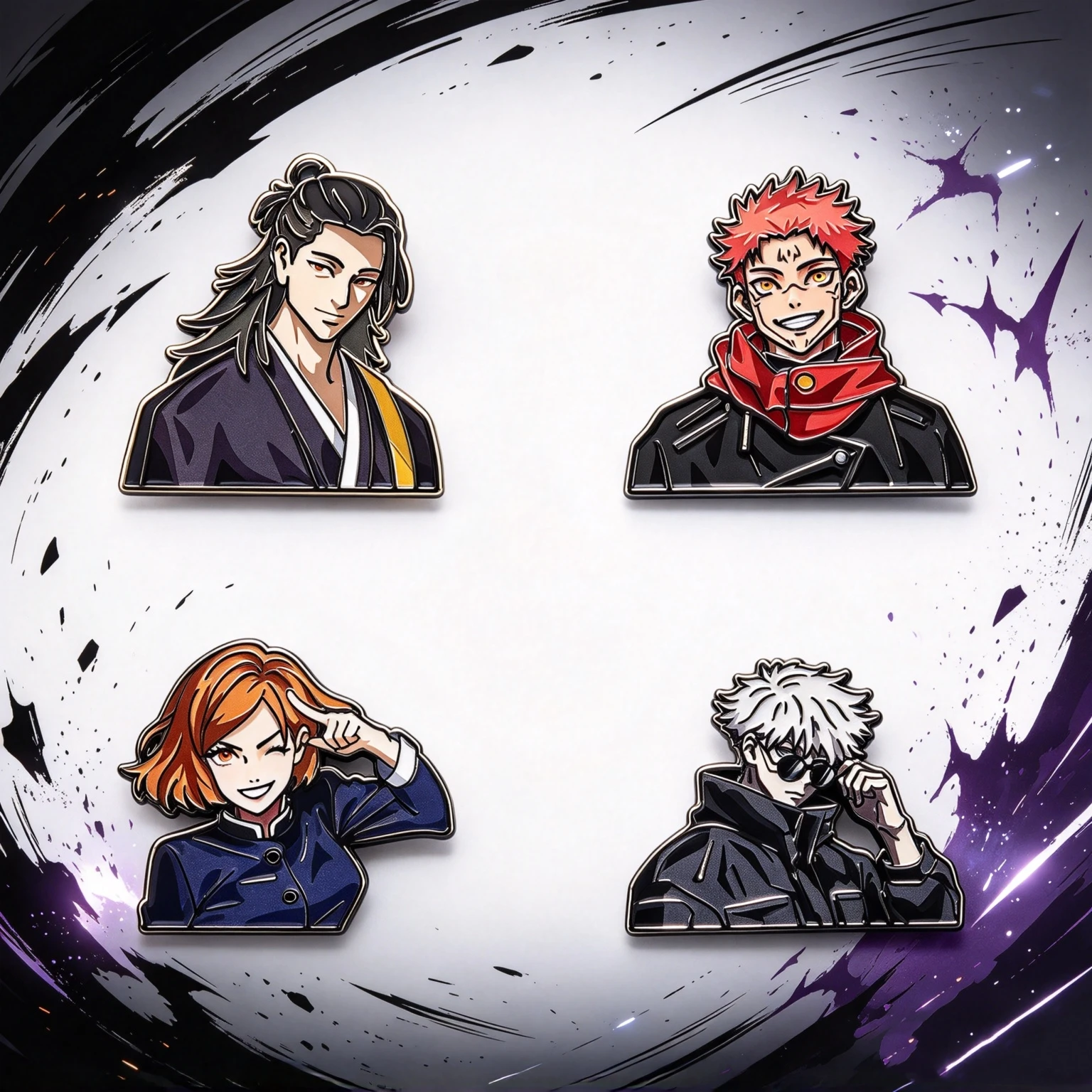4Pcs Half Body Anime Character Enamel Pins Set, Japanese Portrait Badges, Brooches for Backpack Jacket Fan Gift