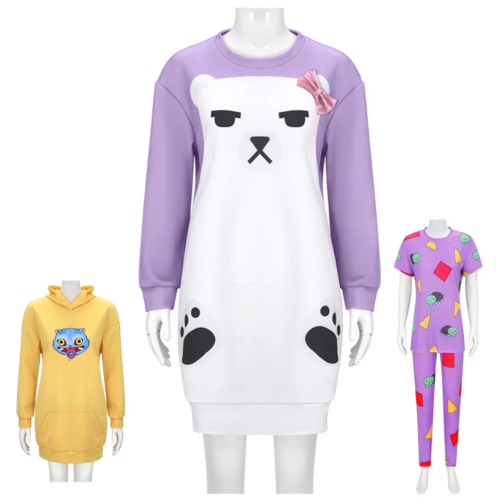 

Adult Halloween Costumes Cosplay Demon Girls Mira Carnival Party Movie Party Roles Playing Hunter Purple Pajama Suit