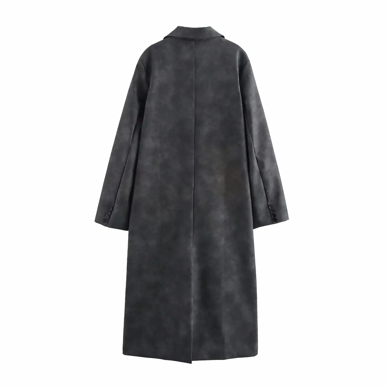 

ZAR Autumn New Faion Street Sle Women's Long Color Blo Leather Coat Versatile Outerwear Polyester Fabric Long Sve