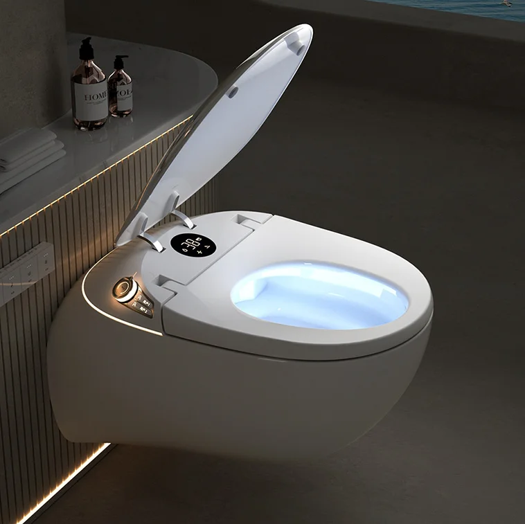 

2024 Release Modern Design Intelligent Smart One-Piece Wall Hung Automatic Bidet Closet Built-In Water Tank Elongated Included