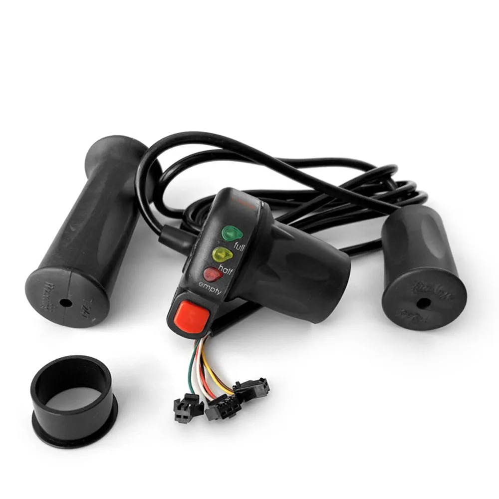 

24V 36V 48V Electric Bike Handlebar Throttle Grip Ebike Twist Throttle Handle Right and Left with Battery Indicator Power Switch