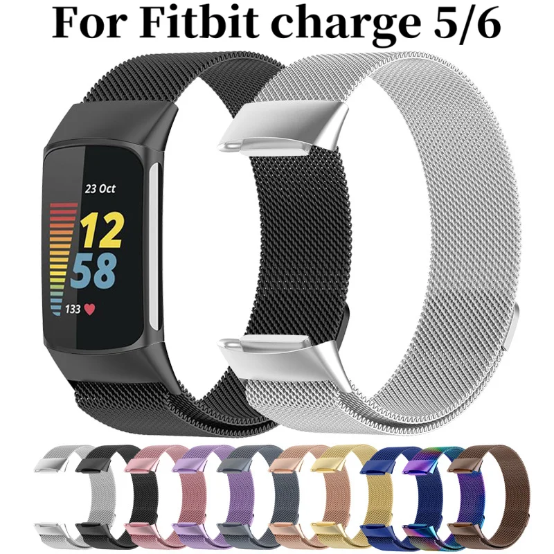Metallarmband für Fitbit Charge 5 und 6, Smartwatch, Mesh-Armband mit Magnetverschluss, Sportarmband für Fitbit Charge 5 und 6, Edelstahlarmband.