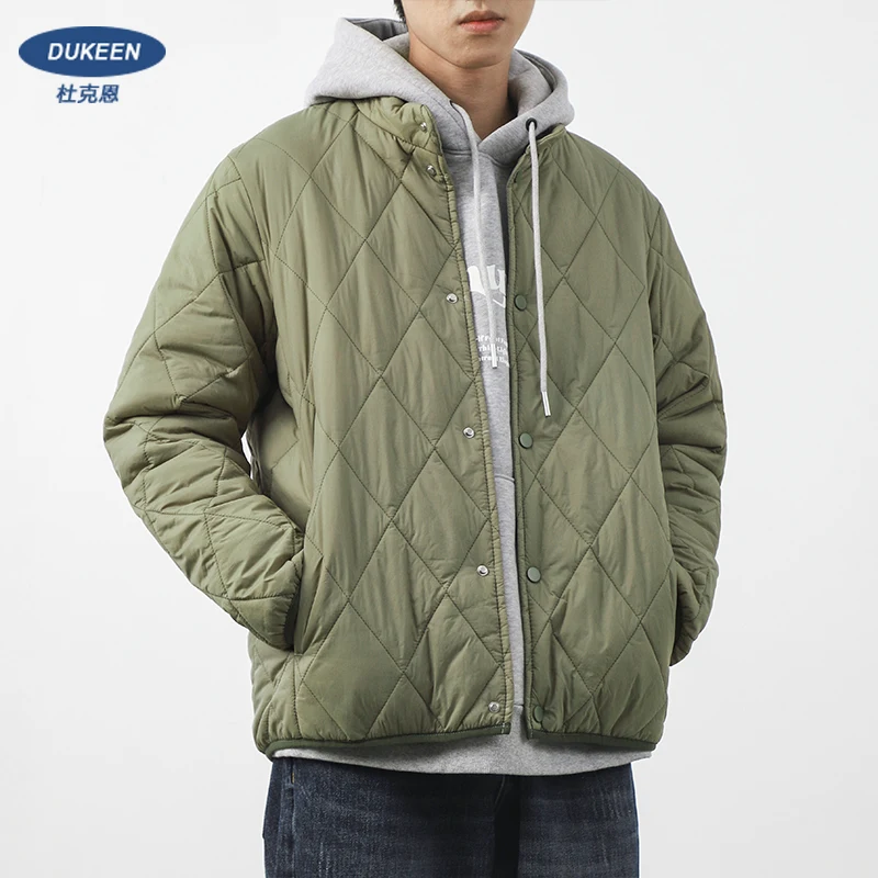 Dudiets Lingge-Veste de Baseball en Coton Cousue pour Homme, Vêtement Vintage, Solide, Épais, Col Montant, Imbibé, Hiver