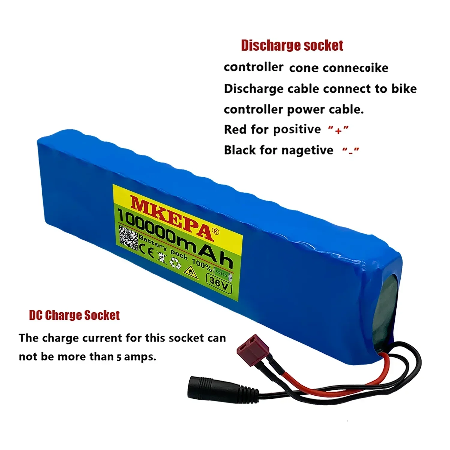 36V 100Ah 18650 Rechargeable Lithium Battery Pack 10S3P 1000W Power Modified Bicycle Scooter Electric Vehicle with BMS