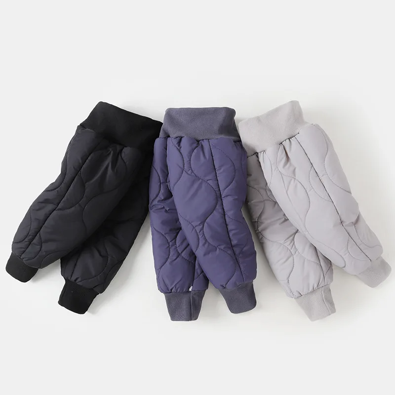 

Children'S Plush Thick Baby Pants Girls Winter Warm Trousers Boys Down Cotton Pants High Waist Windproof Outdoor Pants