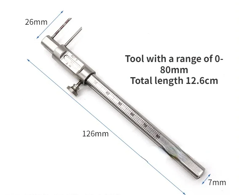 ไม้บรรทัดวัดทางทันตกรรม1ชิ้นไม้บรรทัดดิจิตอลเวอร์เนียร์ทันตกรรมรากเทียม20-100มม. สแตนเลสคาลิปเปอร์แบบเลื่อนสำหรับจัดฟัน