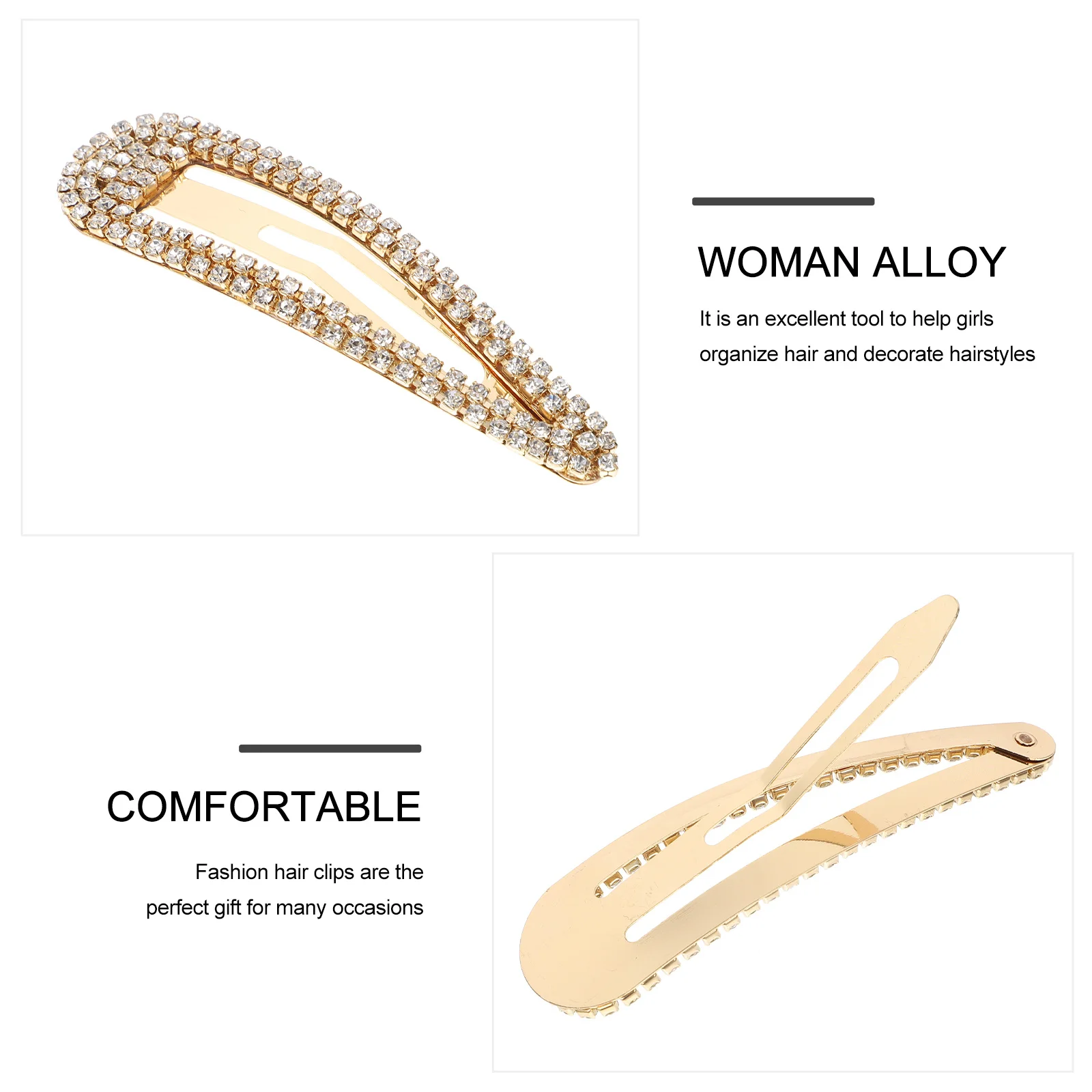 

10Pcs Rhinestone Hair Clips Shiny Snap Barrette Women Accessories Occasions Snap Hairpin Hairpin for Women