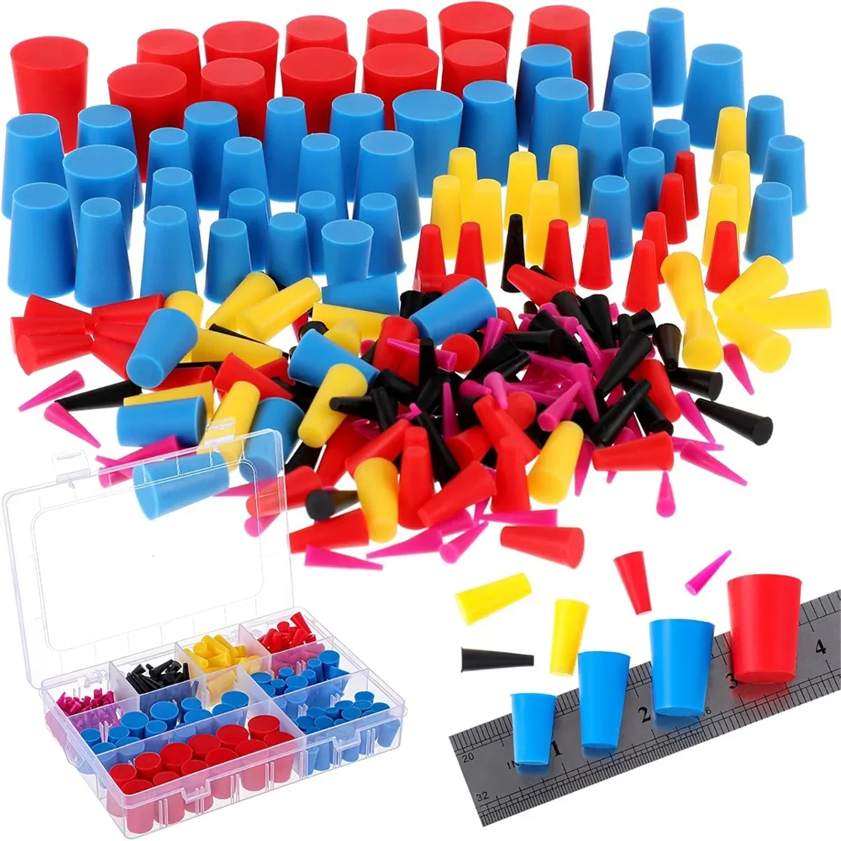 

A78E-250pcs 8 Sizes Silicone Cone Plug Kit Powder Coating Kit Air Conditioner Drain Cone Plug for Powder Coating