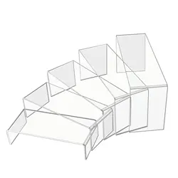 Acrylic Risers,Clear Rectangular Tiered Display Stand,Tabletop Display Riser Shelf for Collectibles Jewelry Figures Toys Cupcake