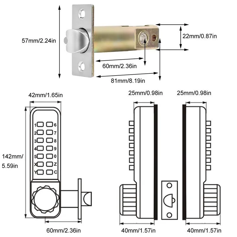 Imagem -05 - Double Sided Digital Senha Mecânica Bloqueio Metal e Madeira Door Lock Indoor e Outdoor sem Fonte de Alimentação Uso Doméstico