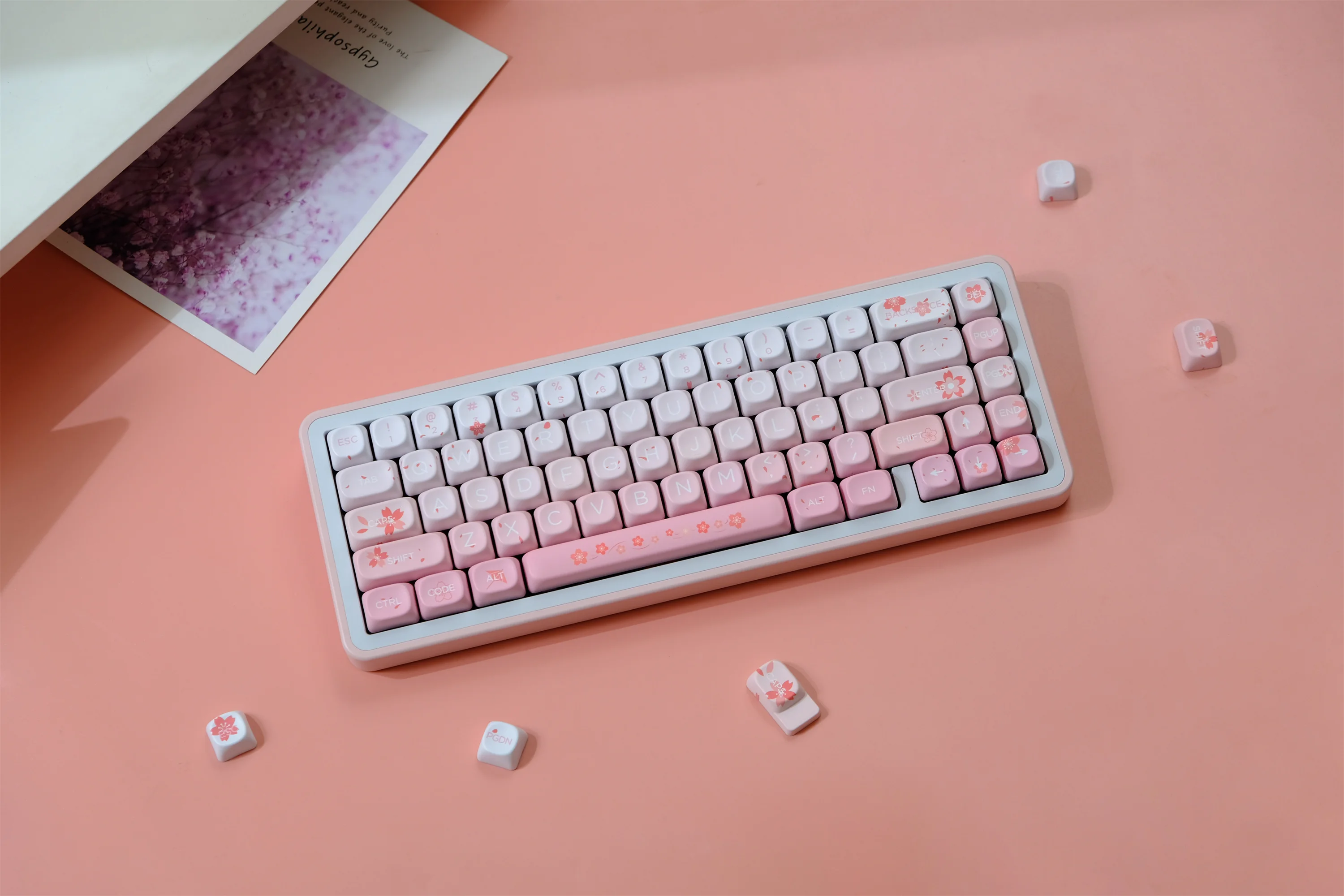 Falling Cherry 132 Keys Keycaps PBT Material MOA Profile DYE-SUB Personalized For CHERRY MX Switch Alice Mechanical Keyboard