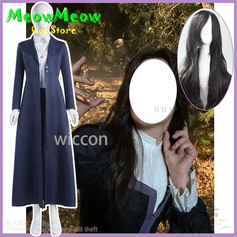 Anime Movie Witch Agatha Cosplay Costume Uniform Wig Trench Shirt Pants Necklace Suit Halloween Xmax Party For Woman Customized