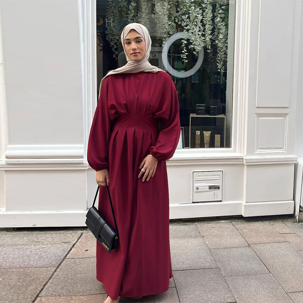 Uni Dubai Women Fashion Evening Party Cuffed Sleeve Long Dresses Galabia Muslim Ramadan Eid Casual Saudi Abayas Arab Kaftan