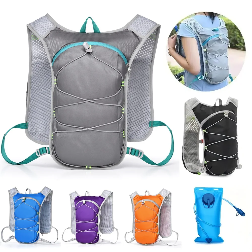 

Lightweight Motor Cycling Backpack With Reflector Race Vest 2L Waterbag Travel Equipment For Men Women Mountain Biking Marathon
