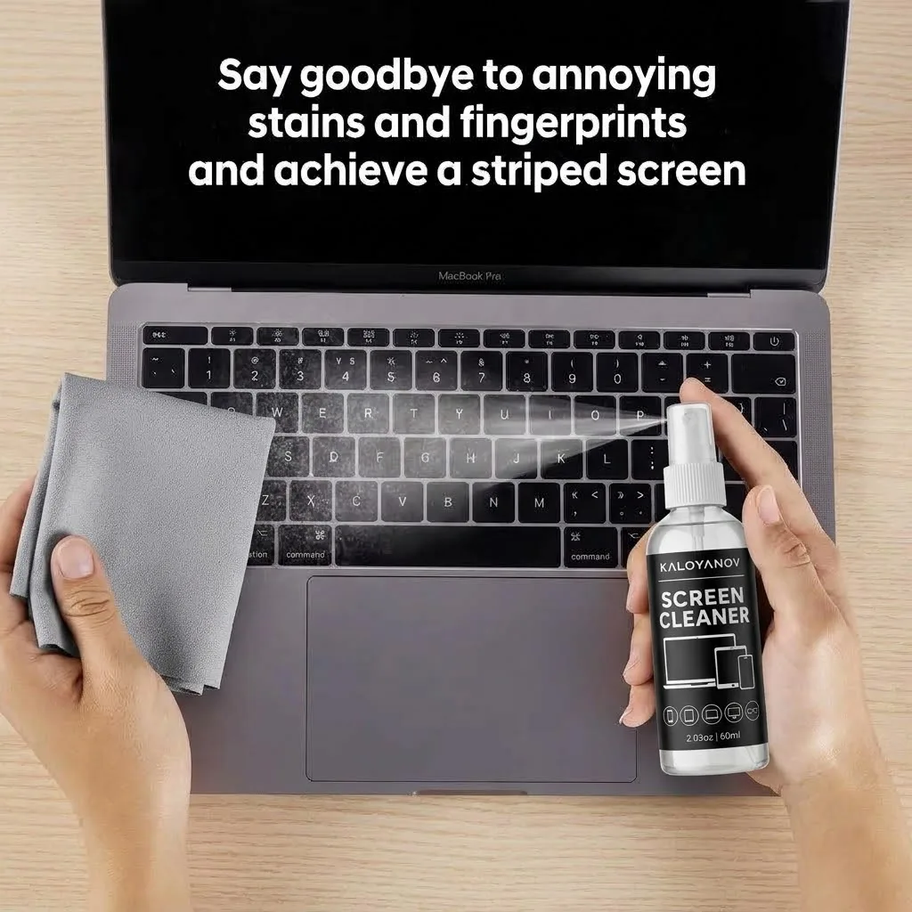 Screen Cleaner Spray Kit-Glass Cleaner Spray and Microfiber Cleaning Cloth,Suitable for a Variety of Glass,Glasses,Camera Lenses