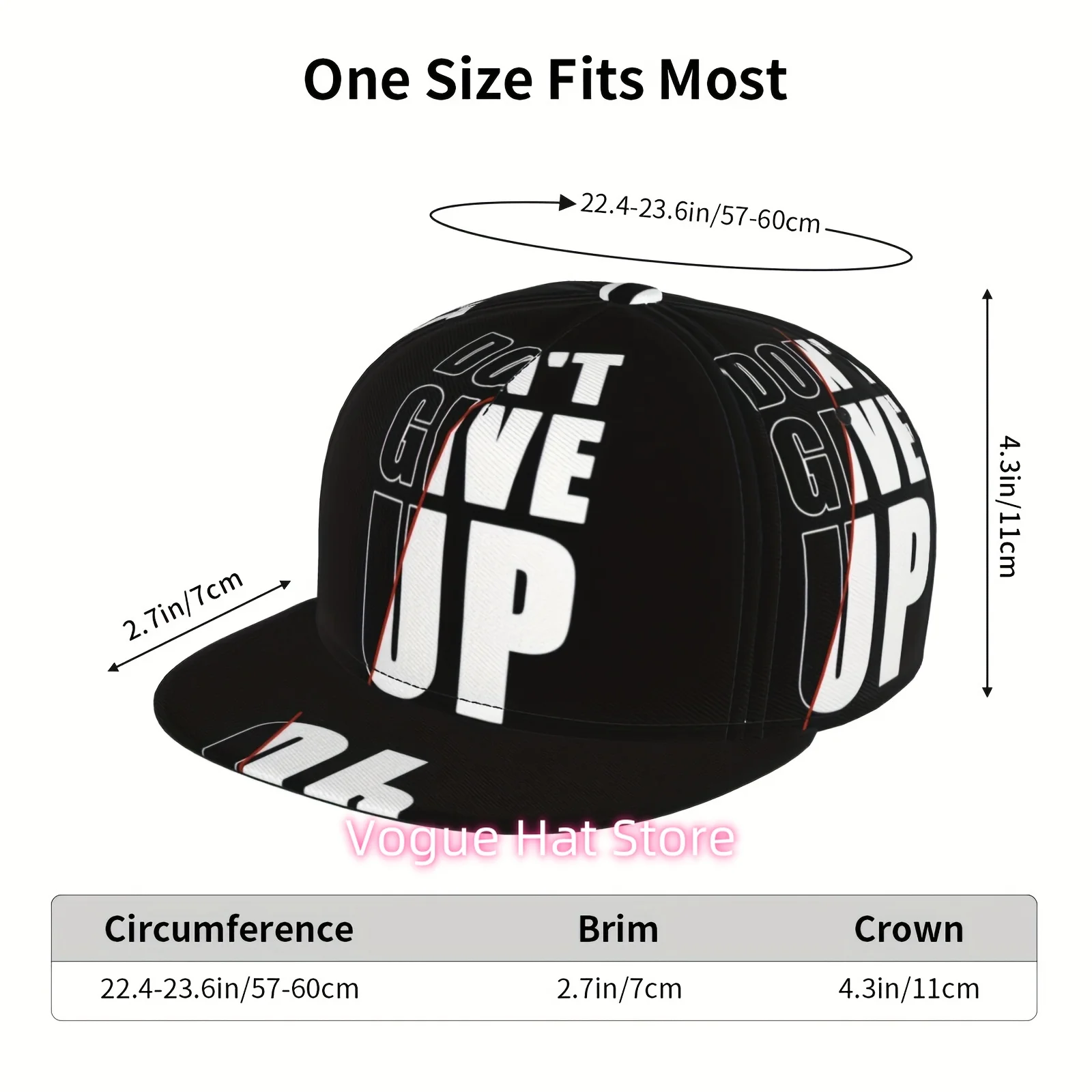 [Great Gift] Cap Hat for Men Women, Don't Give up Forever Unisex Hip Hop Street Hat Style Colorful Flat Bill Hats Snapback Adjus