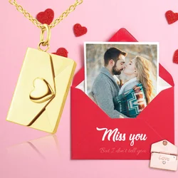 PolishedPlus Custom Texts Envelope Necklace Name Personalized Fashion Titanium Steel Clavicle Chain Pendant Women Jewelry Gift
