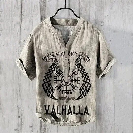 

Summer hot selling cross-border e-commerce, Chinese style landscape series, 3D digital printing, new men's V-neck shirt