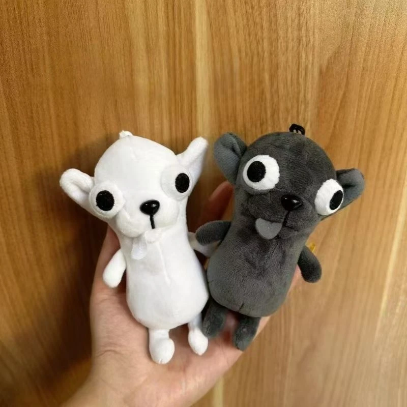 12cm Cute and Funny Grey Chihuahua Plush Toy with Big Eyes a Decorative Pendant Doll Gift for Children on Festivals and Birthda