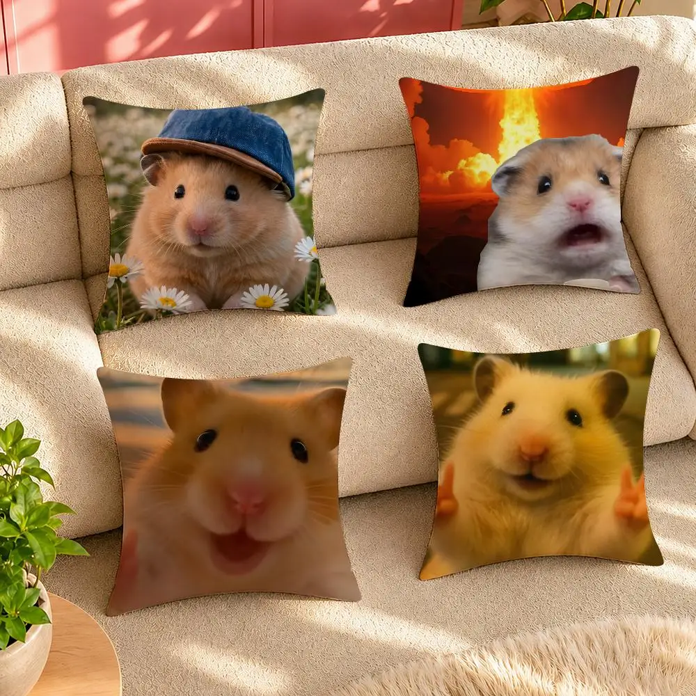 funny Hamster Cushion Cover Pillow Cover Decorative Throw Couch Home Decor for Living Room Sofa