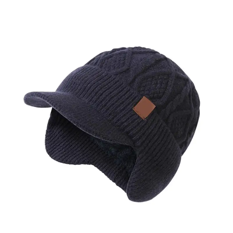 

39BD Вязаная бейсбольная кепка для холодной погоды для любителей приключений и пассажиров с длинными полями, зимняя мужская вещь