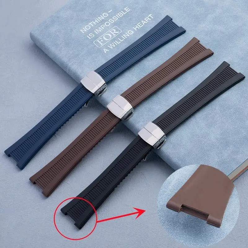 25X13mm Nature Rubber Strap For Patek Watchband For Philippe Nautilus 5711 5726 5712g Series Wristband Bracelet Black Brown