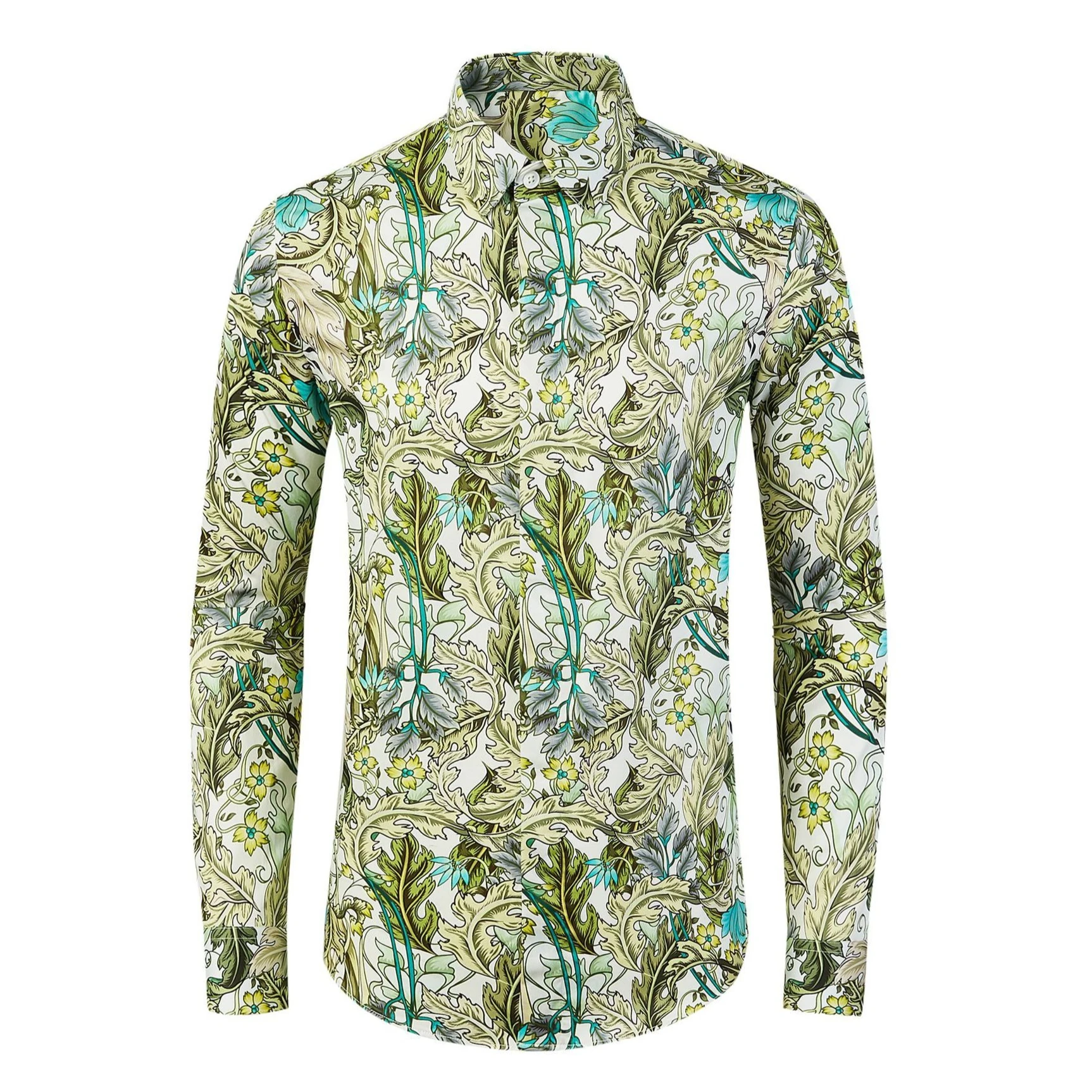 

Autumn and Winter Men's Floral Shirt Cotton Long Sleeve Casual Shirts Slim Fit Social Beach Vacation Hawaiian Shirt Men Clothing