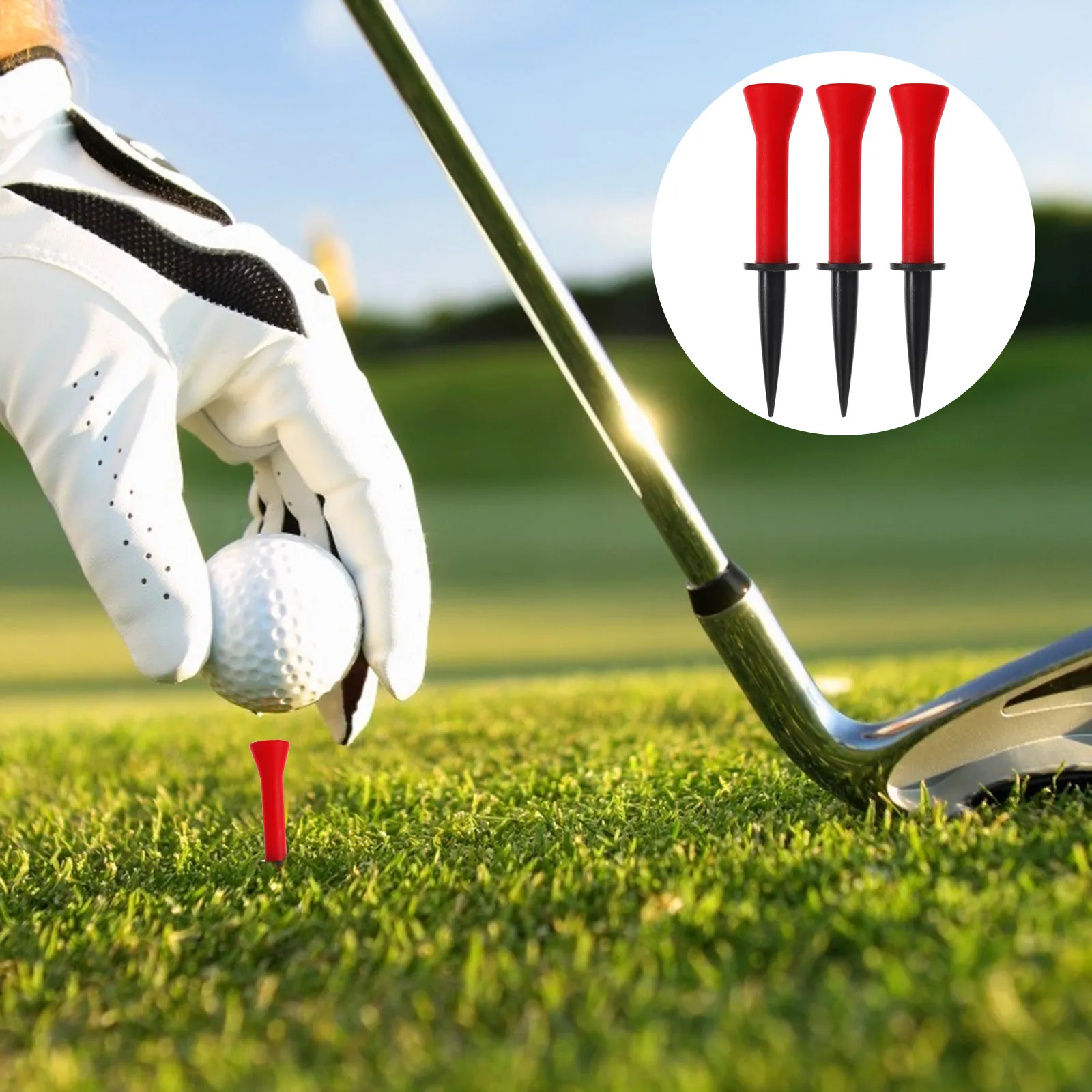 

3Pcs Golf Tees Sturdy Elastic Structure Great for Driving Range Or Course Practice Golf Ball Stand Holder Sports Equipment Kit