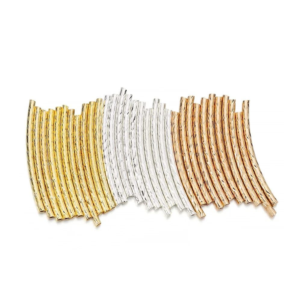 100 teile/los 25-30mm Streifen Kupfer Kurve Rohr Spacer Perlen Anschlüsse Für DIY Schmuck Machen Armband Halskette zubehör