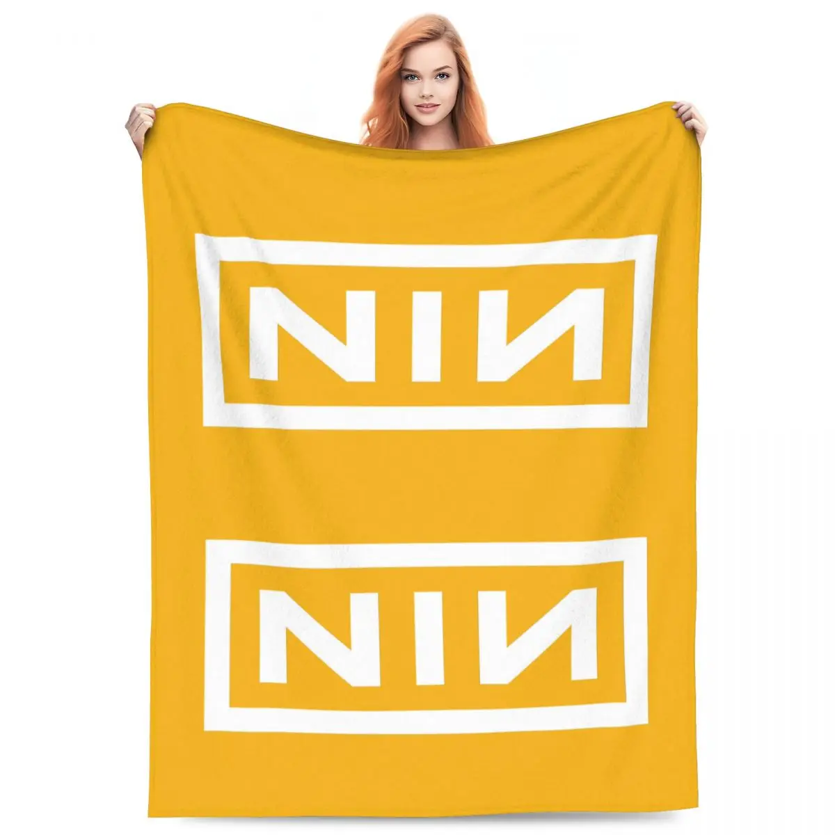 NIN Logo Nine Inch Nails Blanket Fleece Sofa Throw Blanket Lightweight for Couch Bedding Office Throws Bedspread Quilt