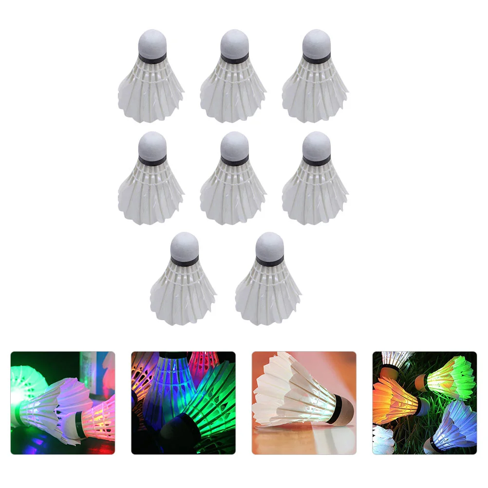 

8 Pcs LED Badminton Shuttlecocks Balls Self Training Outdoor Play Lightweight Portable Night Gift Sports