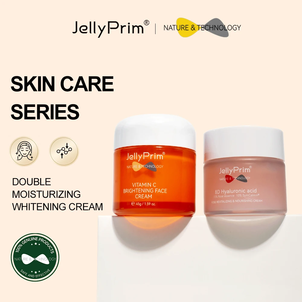 

Whitening Face Cream Set Vitamin C & Rose Dark Spots Removal Double Lightening Skin Care Moisturizing Facial Cream JellyPrim