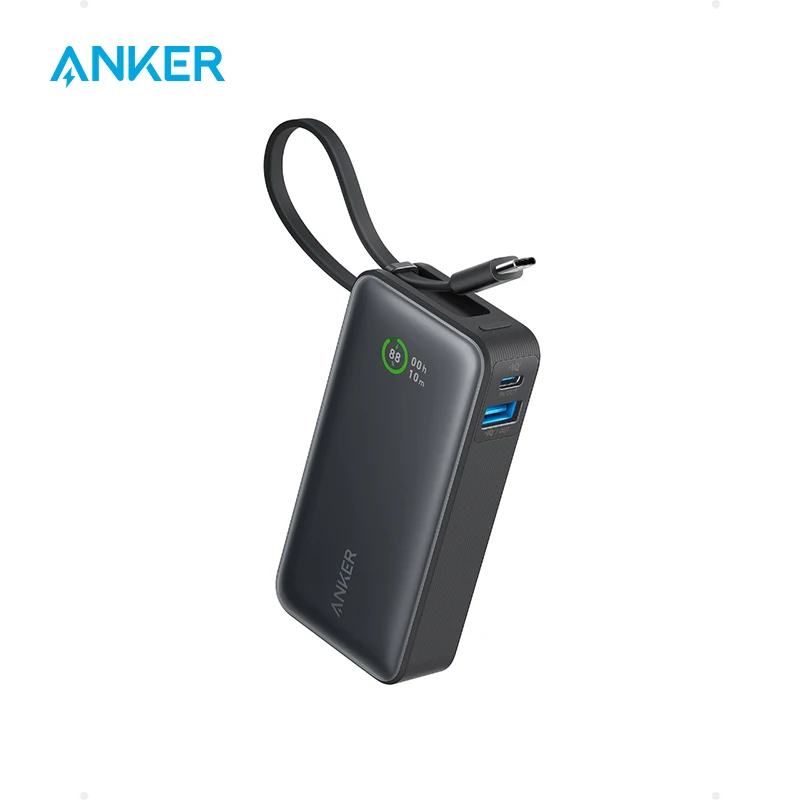 Anker Nano Power Bank 10000mAh PD 30W بطارية احتياطية باور بانك محمول 10K شاحن محمول مع كابل USB-C لهاتف iPhone 17