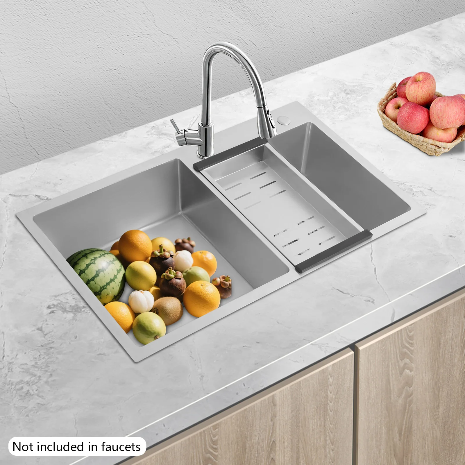 Fregadero De Cocina Moderno De Acero Inoxidable Con Nanocubrimiento De 30″, W | Tuberías De Drenaje Y Cestas De Frutas (30,7 X 16,9) Para El Hogar, Cocina, Baño — -56%, 154.68€ Coupon, from 116.69€ – 56% descuento – €116.69