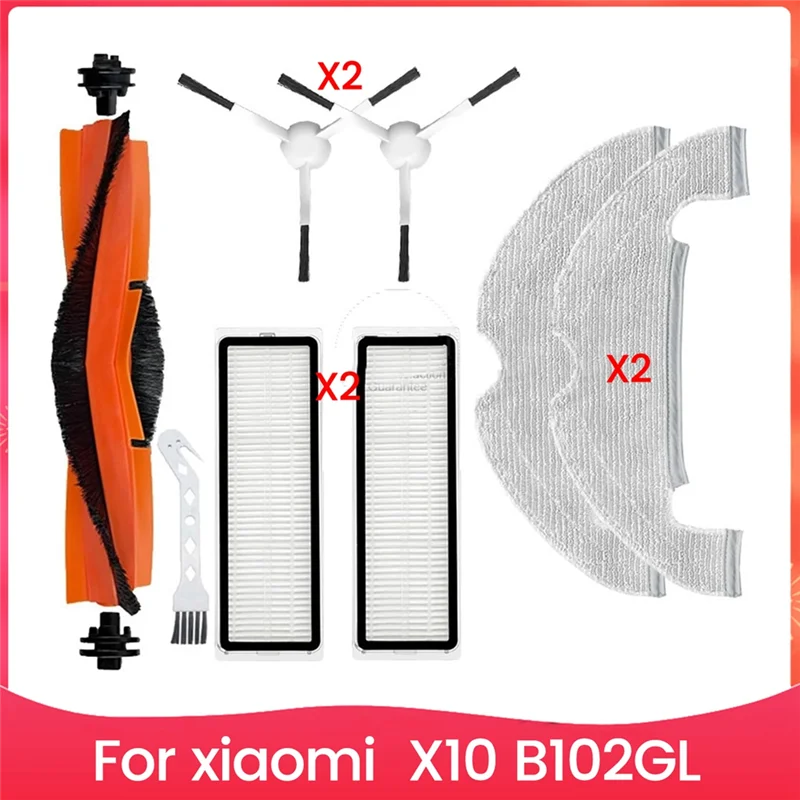 

A86I-Accessories Kit For Xiaomi Robot Vacuum X10 B102GL Robot Vacuum Cleaner Main Side Brush HEPA Filter Mop Pads