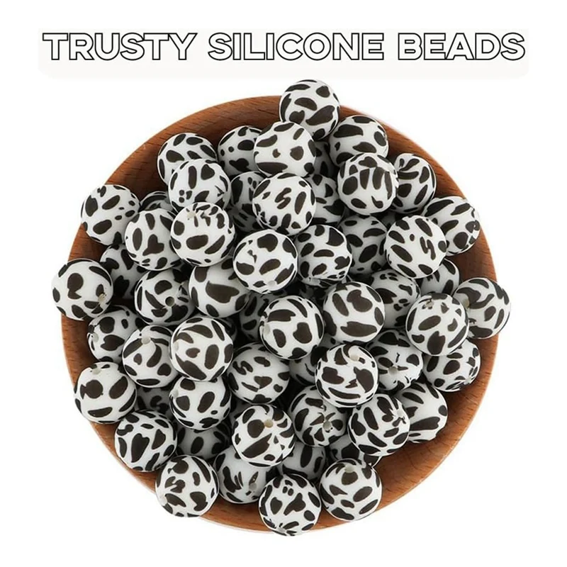 50 Pcs Silicone Beads 15Mm Bulk For Key Chain Bulk For Pen Necklace Bracelet Lanyard Making Easy Install