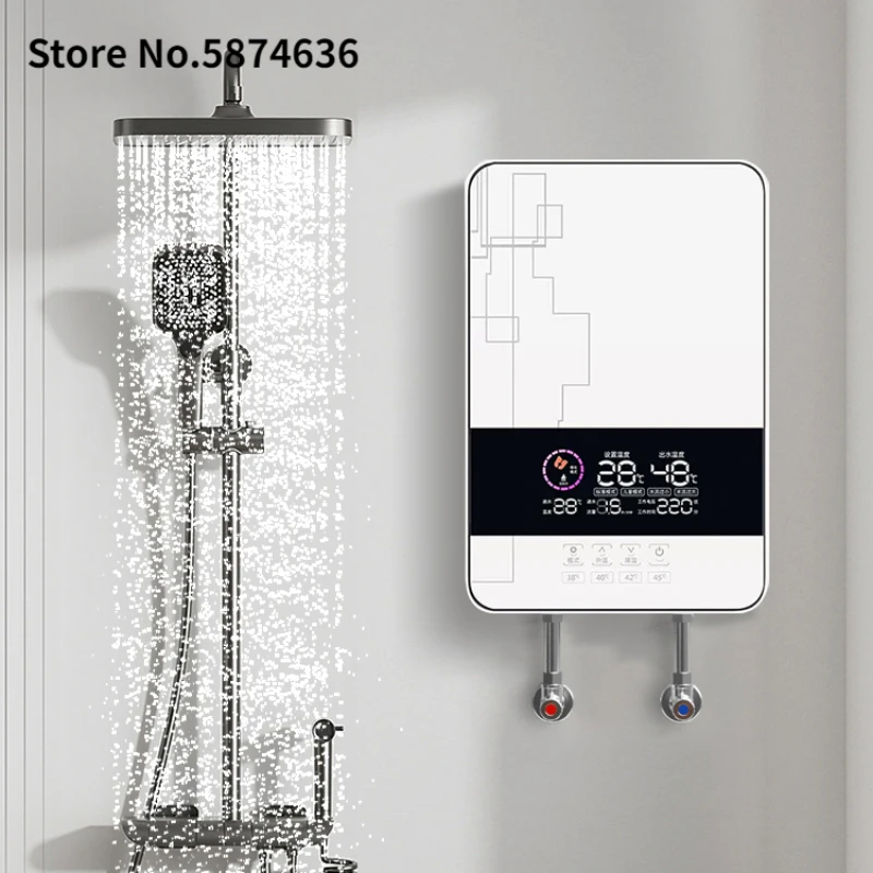 

220V 7000W Electric Hot Water Heater Tankless Instant Boiler Bathroom Tankless Shower Set Thermostat Safe Intelligent Automatica